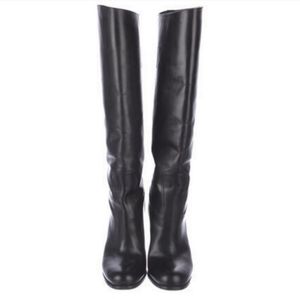 Classic Black Tall leather gorgeous Prada boots 38.5